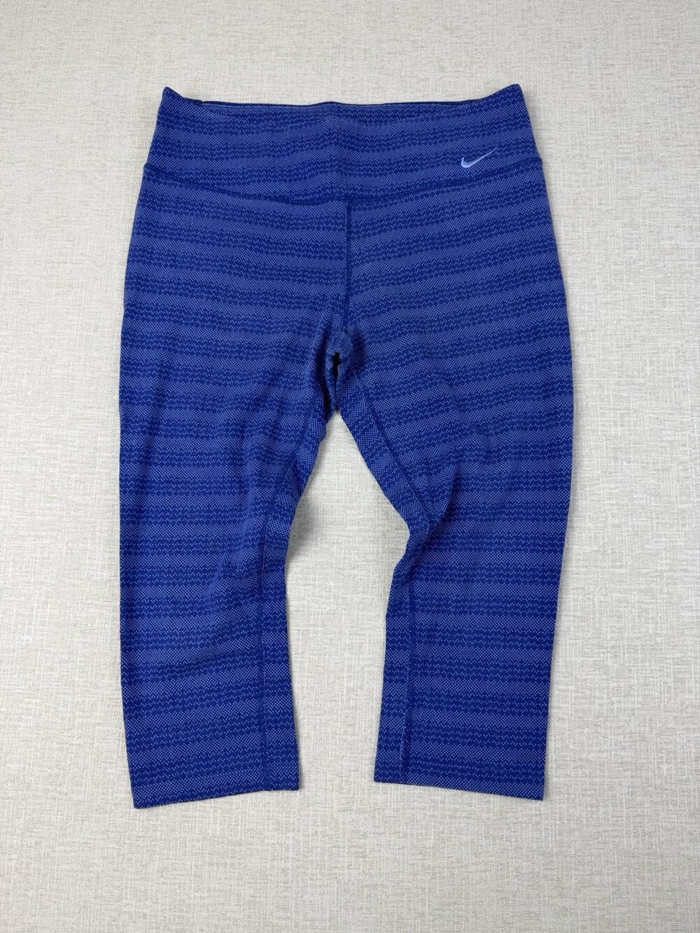Nike Dri-FIT Capri Leggings Women’s Large Blue Athletic Yoga Workout Pants
